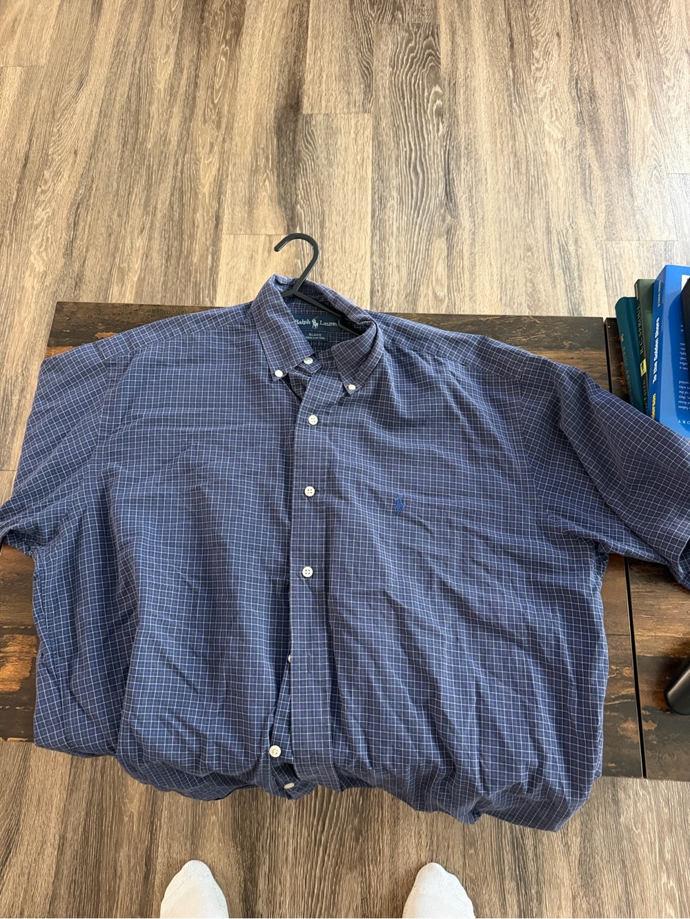 Polo by Ralph Lauren Men's Navy and Light Blue Grid Button-Down Shirt